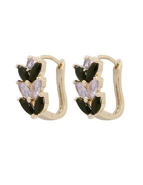 Aretes de hoja Oro Angelus con acabado pavé zirconia