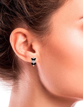 Aretes de hoja Oro Angelus con acabado pavé zirconia