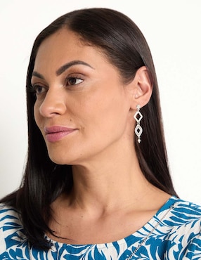 Aretes de rombo Mauricio Serrano Jewelry Filigrana de plata P 925 con acabado brillante perla