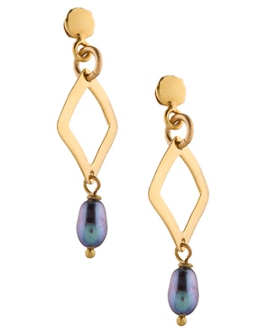 Aretes y collar de rombo Mauricio Serrano Jewelry de plata P 925 perla