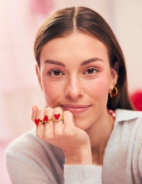 Anillo de corazón Singularu Continuidad con acabado baño de oro 18 k