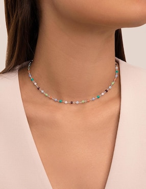 Collar Singularu Crystals Colors de plata