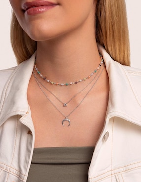 Collar Singularu Crystals Colors de plata