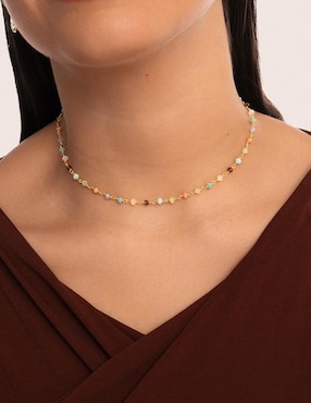 Collar Singularu Crystals Colors de plata 18 K