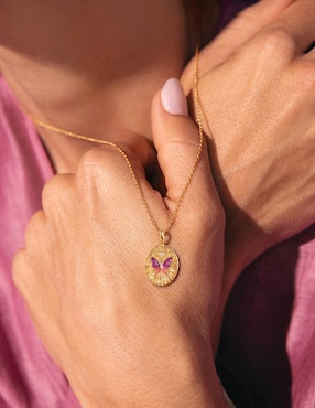Collar de mariposa Singularu The Garden de baño de oro 18 K