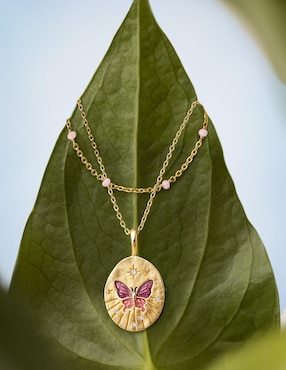 Collar de mariposa Singularu The Garden de baño de oro 18 K