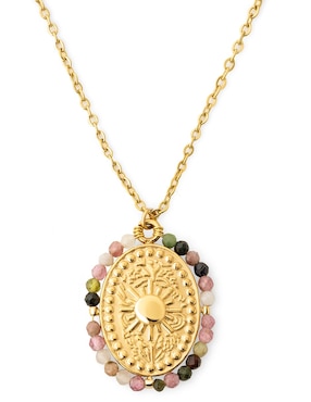 Collar Singularu Medallion de baño de oro 18 K