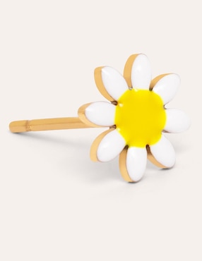 Arete corto de flor Singularu Bloom con acabado baño de oro18 K