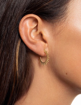 Aretes de aro Singularu con acabado Baño de oro 18 K