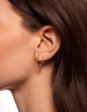 Aretes de aro Singularu con acabado Baño de oro 18 K