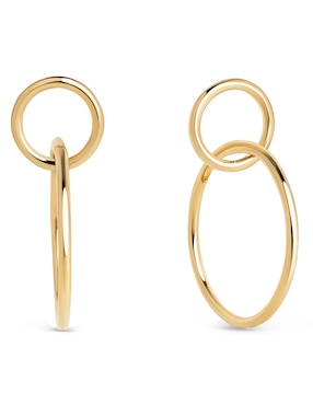 Aretes largos Singularu Sister con acabado baño de oro 18 K