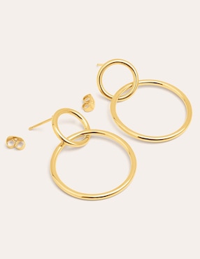 Aretes largos Singularu Sister con acabado baño de oro 18 K