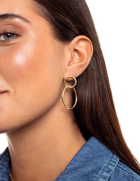 Aretes largos Singularu Sister con acabado baño de oro 18 K