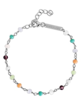 Pulsera Singularu de plata Crystals Colors con acabado baño rodio