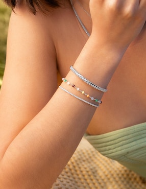 Pulsera Singularu de plata Crystals Colors con acabado baño rodio