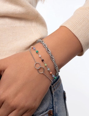 Pulsera Singularu de plata Crystals Colors con acabado baño rodio