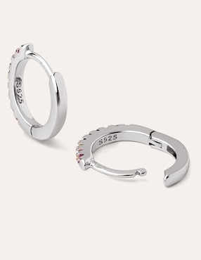Aretes cortos Singularu Colors de plata con acabado baño rodio circonita