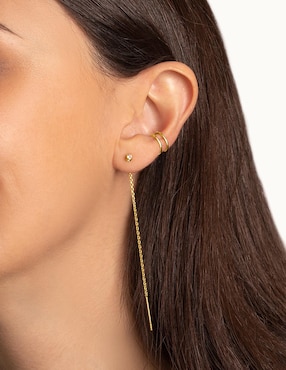 Aretes largos Singularu Falling Spark con acabado Baño de oro 18 K circonita