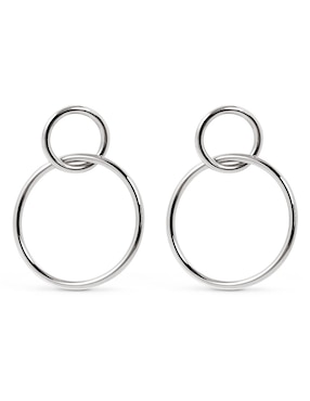 Aretes circulares Singularu Sister con acabado rodio
