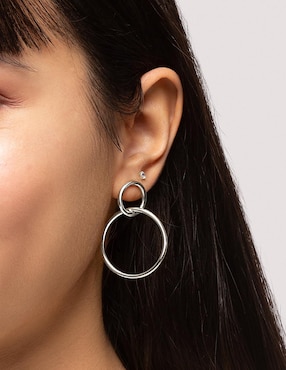 Aretes circulares Singularu Sister con acabado rodio