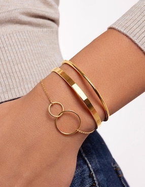 Pulsera Singularu 18 k Plate con acabado baño de oro