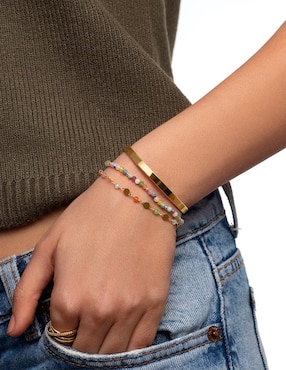 Pulsera Singularu 18 k Plate con acabado baño de oro