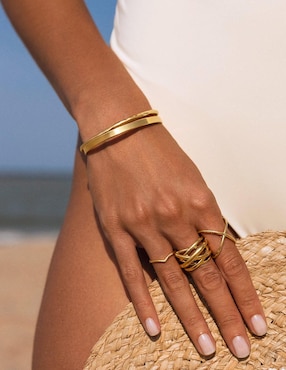 Pulsera Singularu 18 k Plate con acabado baño de oro