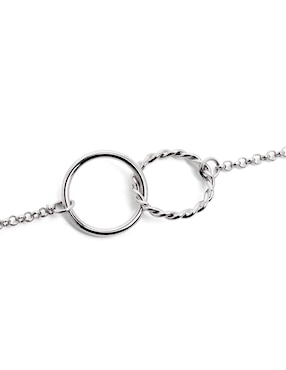 Pulsera Singularu Dos Aros con acabado baño rodio
