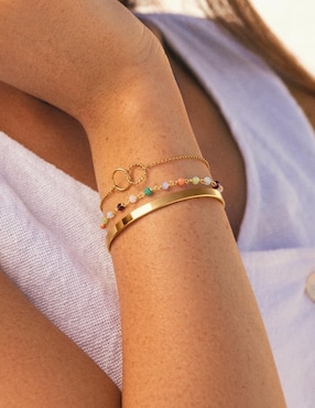 Pulsera Singularu baño de oro 18 k Dos Aros