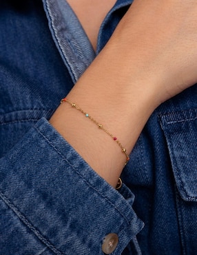 Pulsera Singularu 18 k Dots Colors Enamel con acabado baño de oro