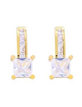 Aretes cuadrados Oro Angelus con acabado pavé zirconia