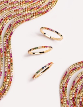 Anillo Singularu Cleo Colors de plata 18 k circonita con acabado baño de oro