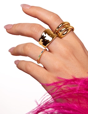 Anillo Singularu Cleo Colors de plata 18 k circonita con acabado baño de oro