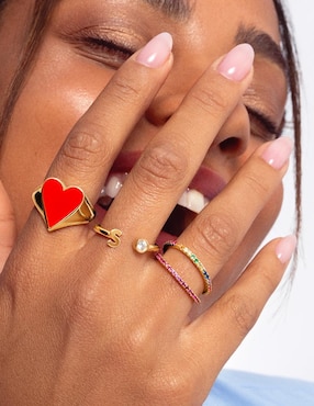 Anillo Singularu Cleo Colors de plata 18 k circonita con acabado baño de oro