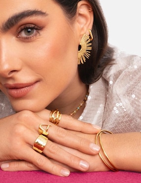 Anillo Singularu My Ocean con acabado baño de oro 18 k