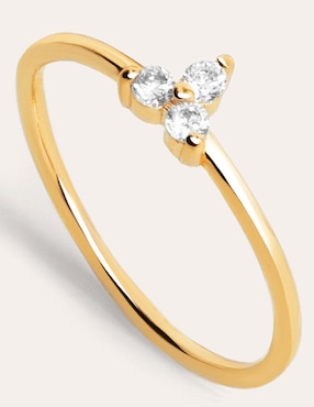 Anillo de trébol Singularu Continuidad P 925 de plata circonita