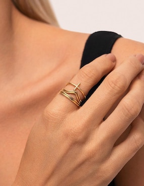 Set anillo Singularu con acabado baño de oro 18 k