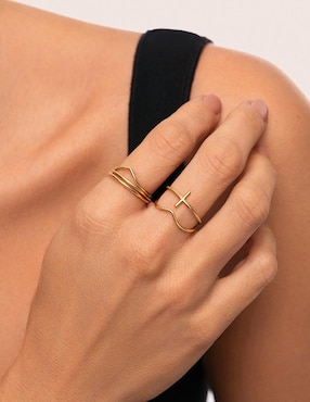 Set anillo Singularu con acabado baño de oro 18 k