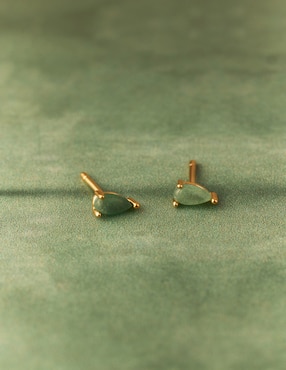 Broqueles de gota Apodemia Firefly baño de oro 18k jade
