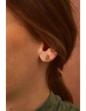 Broqueles de gota Apodemia Firefly baño de oro 18k jade