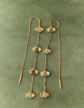 Aretes largos de luciérnaga Apodemia Firefly baño de oro 18 k jade
