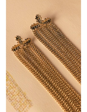 Aretes largos Apodemia Into the Woods baño de oro 18 k