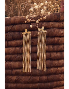 Aretes largos Apodemia Into the Woods baño de oro 18 k