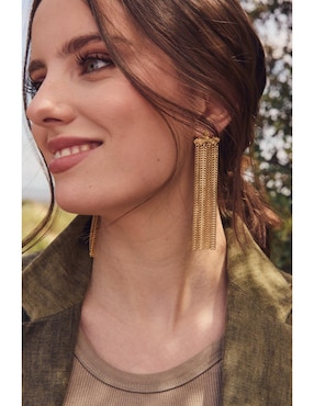 Aretes largos Apodemia Into the Woods baño de oro 18 k