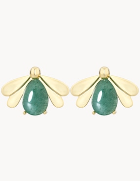 Aretes cortos de luciérnaga Apodemia Firefly con acabado baño de oro 18 K jade