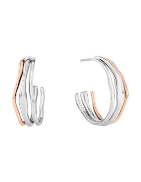 Aretes De Aro Calvin Klein Wavy Con Acabado Brillante