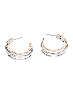 Aretes de aro ciruculares Calvin Klein con acabado brillante