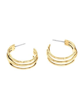 Aretes de aro circulares Calvin Klein Wavy con acabado brillante