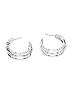 Aretes de aro circulares Calvin Klein Wavy con acabado brillante