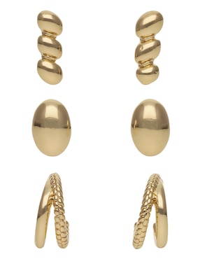 Set de aretes Nine West Golden Egg con acabado brillante